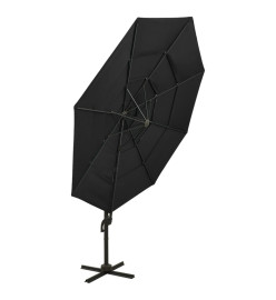 Parasol à 4 niveaux avec mât en aluminium Noir 3x3 m