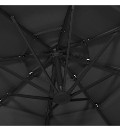 Parasol à 4 niveaux avec mât en aluminium Noir 3x3 m