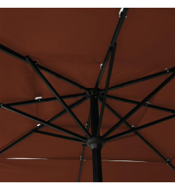 Parasol à 3 niveaux avec mât en aluminium Terre cuite 2,5x2,5 m