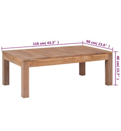 Table basse Bois de teck et finition naturelle 110 x 60 x 40 cm