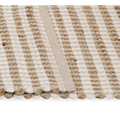 Tapis tissé à la main Jute Tissu 120 x 180 cm Naturel et blanc