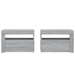 Tables de chevet 2 pcs avec LED sonoma gris 60x35x40 cm