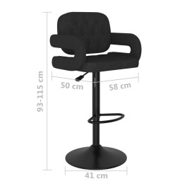 Tabourets de bar lot de 2 noir tissu