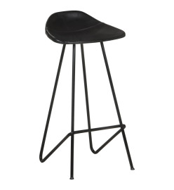 Tabourets de bar lot de 2 noir cuir véritable