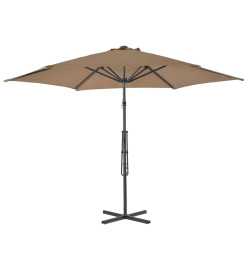 Parasol d'extérieur avec poteau en acier 300 cm Taupe