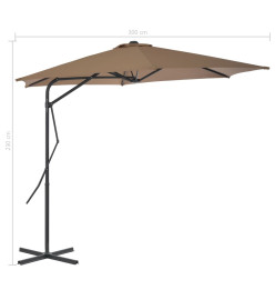 Parasol d'extérieur avec poteau en acier 300 cm Taupe