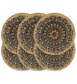 Napperons 6 pcs Bleu foncé 38 cm Rond Jute