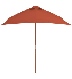 Parasol d'extérieur avec mât en bois 150 x 200 cm Terre cuite