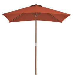 Parasol d'extérieur avec mât en bois 150 x 200 cm Terre cuite