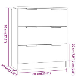 Buffet Blanc brillant 60x30x70 cm Bois d'ingénierie