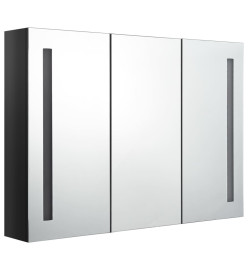 Armoire de salle de bain à miroir LED 89x14x62 cm noir brillant