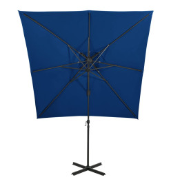 Parasol déporté à double toit 250x250 cm Bleu azuré