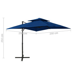 Parasol déporté à double toit 250x250 cm Bleu azuré