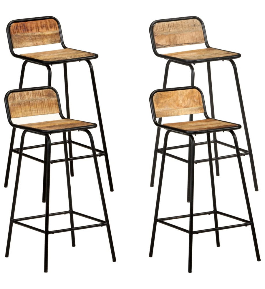 Chaises de bar lot de 4 bois de manguier solide