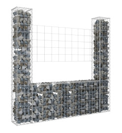 Panier de gabion en forme de U avec 2 poteaux Fer 140x20x150 cm