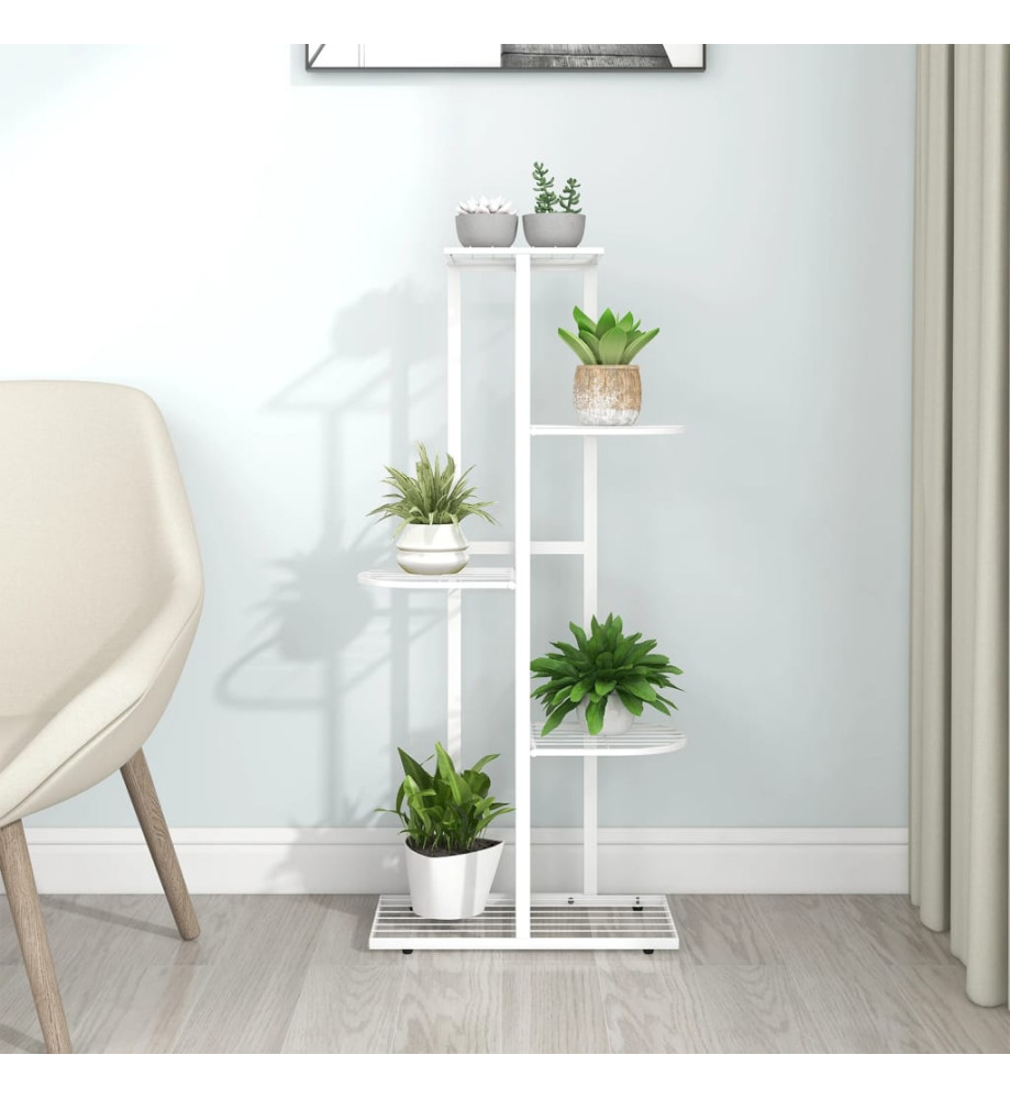 Support pour plantes 5 niveaux 43x22x98 cm Blanc Métal