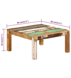 Table basse 80x80x40 cm Bois de récupération massif