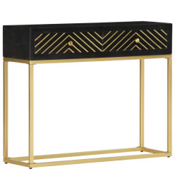 Table console Noir et doré 90x30x75 cm Bois de manguier massif