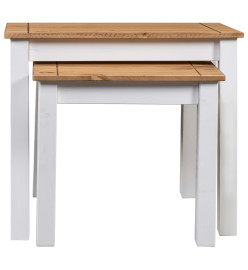 Tables gigognes 2pcs Blanc Bois pin massif Assortiment Panama