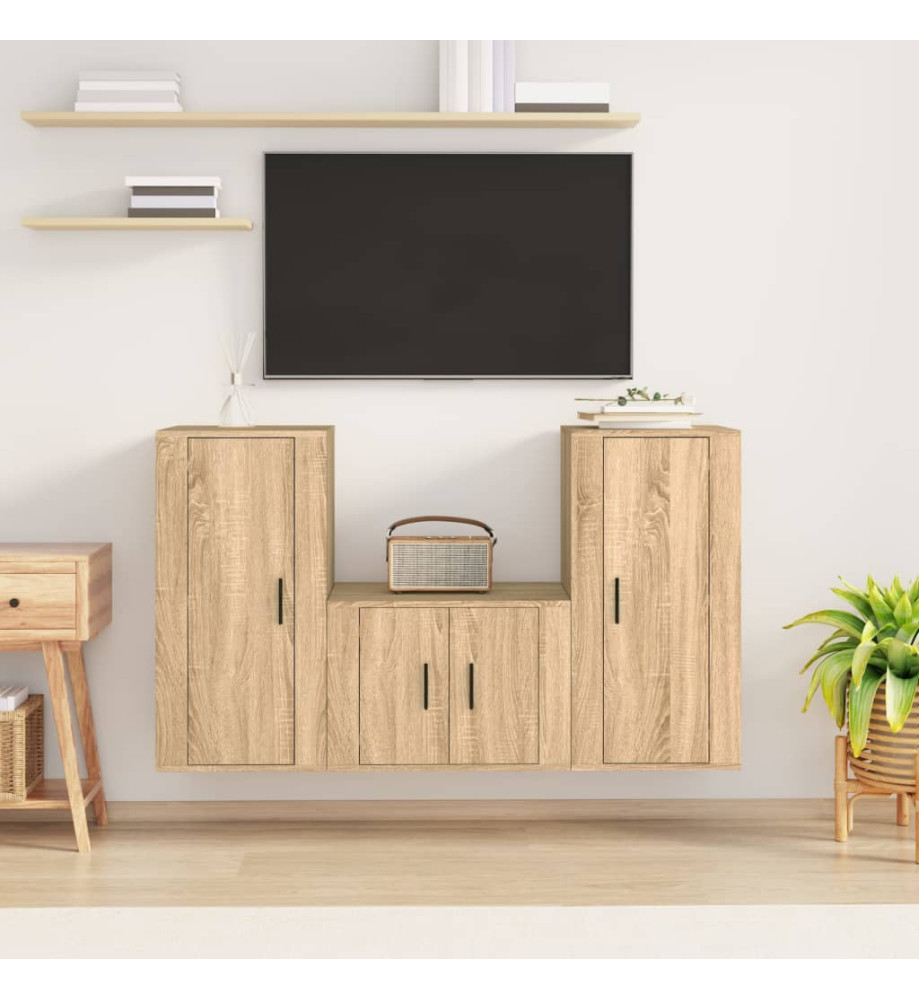 Ensemble de meubles TV 3 pcs Chêne sonoma Bois d'ingénierie