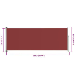 Auvent latéral rétractable de patio 117x300 cm Rouge