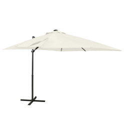 Parasol déporté avec mât et lumières LED Sable 250 cm