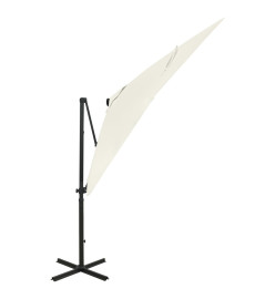 Parasol déporté avec mât et lumières LED Sable 250 cm