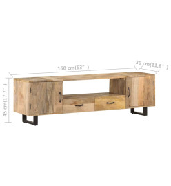 Meuble TV 160x30x45 cm Bois massif de manguier