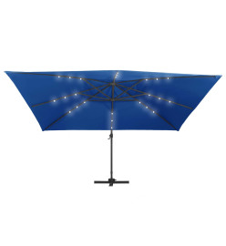 Parasol déporté avec lumières LED Aluminium 400x300cm Bleu azur