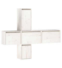 Meubles TV 5 pcs Blanc Bois massif de pin