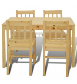 Table de salle à manger en bois avec 4 chaises Naturel