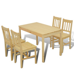 Table de salle à manger en bois avec 4 chaises Naturel