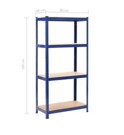 Étagères de rangement 2 pcs Bleu 80x40x160 cm Acier et MDF