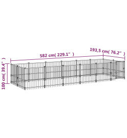 Chenil d'extérieur pour chiens Acier 11,26 m²