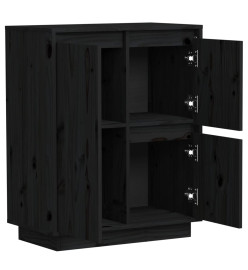 Buffet Noir 60x34x75 cm Bois massif de pin