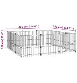 Chenil d'extérieur pour chiens Acier 8,47 m²