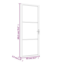 Porte intérieure 83x201,5 cm Noir Verre mat et aluminium