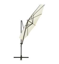 Parasol déporté avec mât et lumières LED Sable 300 cm