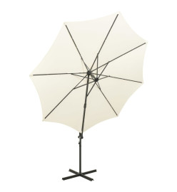 Parasol déporté avec mât et lumières LED Sable 300 cm