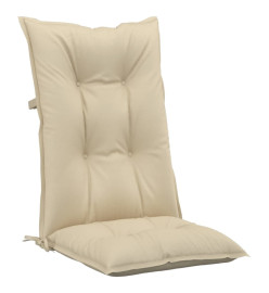 Coussins de chaise de jardin dossier haut lot de 6 beige tissu