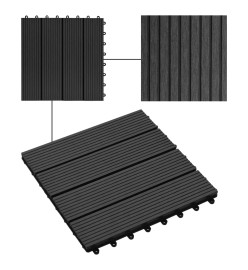 Carreaux de terrasse 22 pcs 30 x 30 cm 2 m² WPC Noir