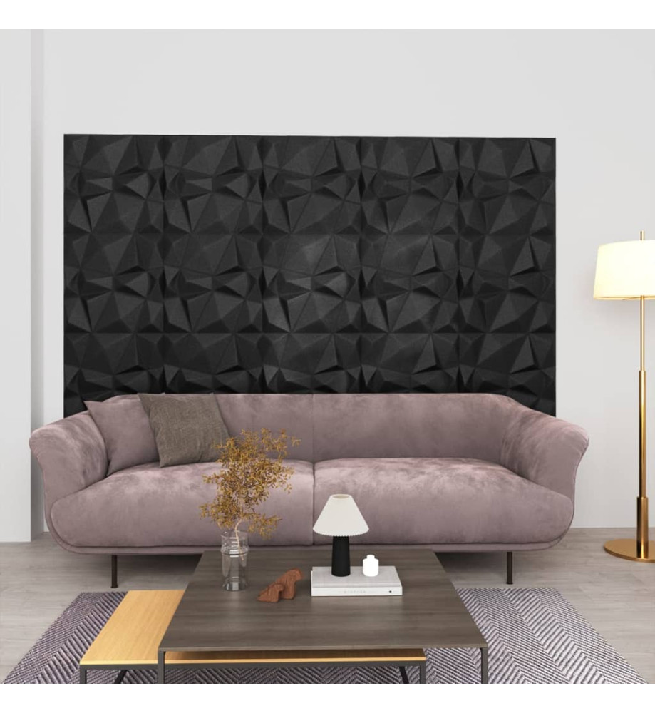 Panneaux muraux 3D 48 pcs 50x50 cm Noir diamant 12 m²