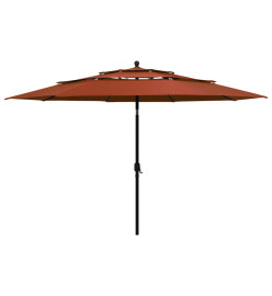 Parasol à 3 niveaux avec mât en aluminium Terre cuite 3,5 m