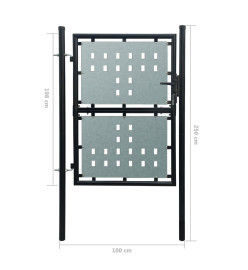 Portail simple de clôture Noir 100x250 cm