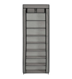 Armoire à chaussures avec housse Gris 57x29x162 cm Tissu