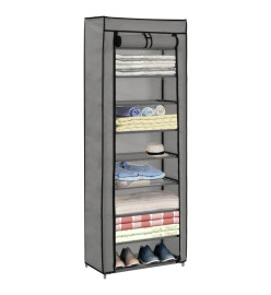 Armoire à chaussures avec housse Gris 57x29x162 cm Tissu