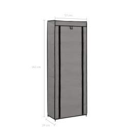 Armoire à chaussures avec housse Gris 57x29x162 cm Tissu