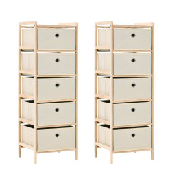 Étagères de rangement avec 5 paniers en tissu 2 pcs Beige Cèdre