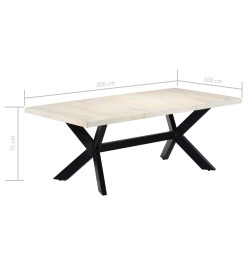 Table de salle à manger Blanc 200x100x75cm Bois manguier massif