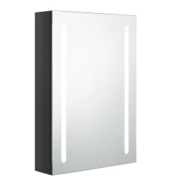 Armoire de salle de bain à miroir LED noir brillant 50x13x70 cm